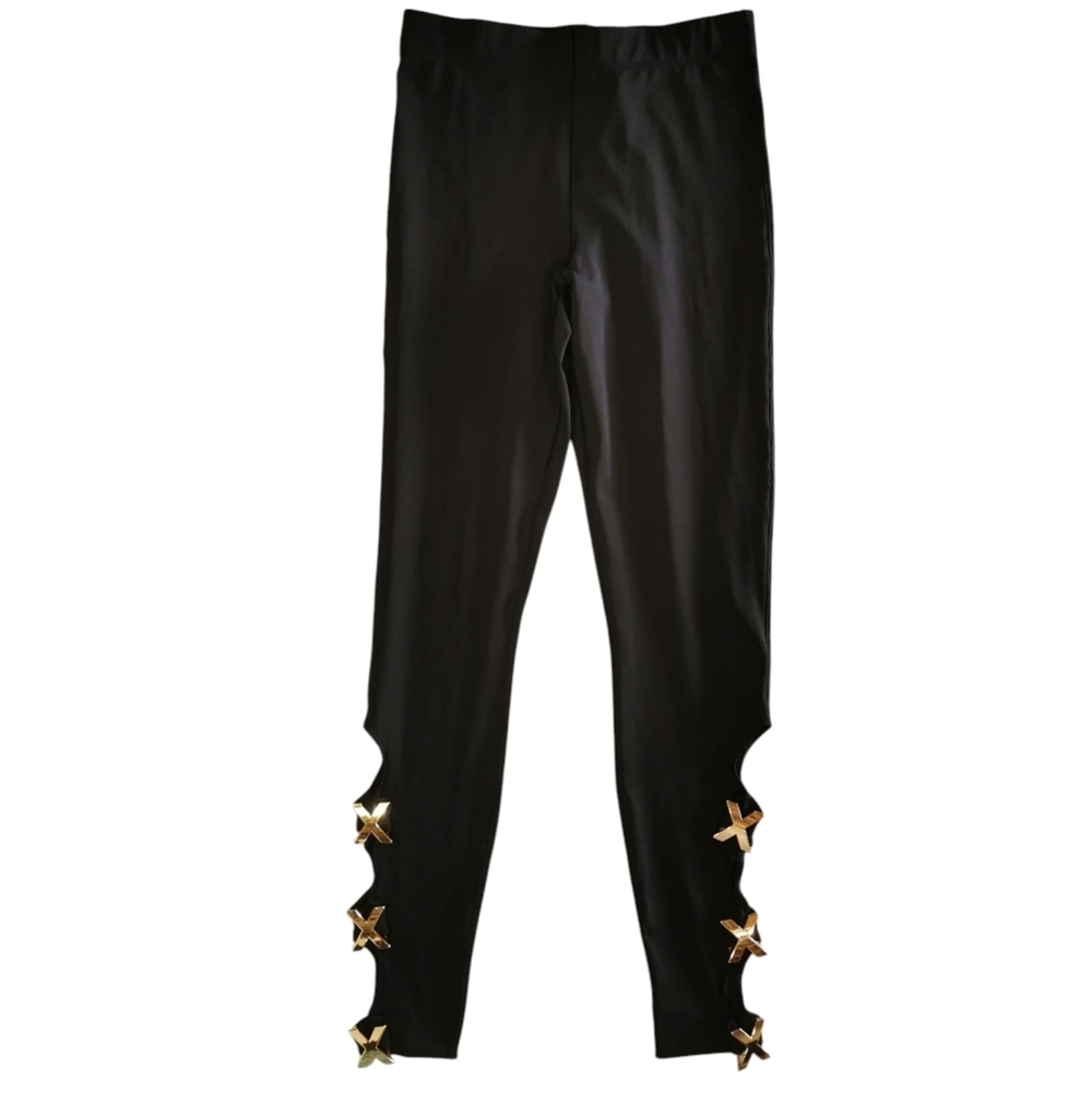 Savage X Fenty Cut Out Silky Black Sport Leggings - Sz M